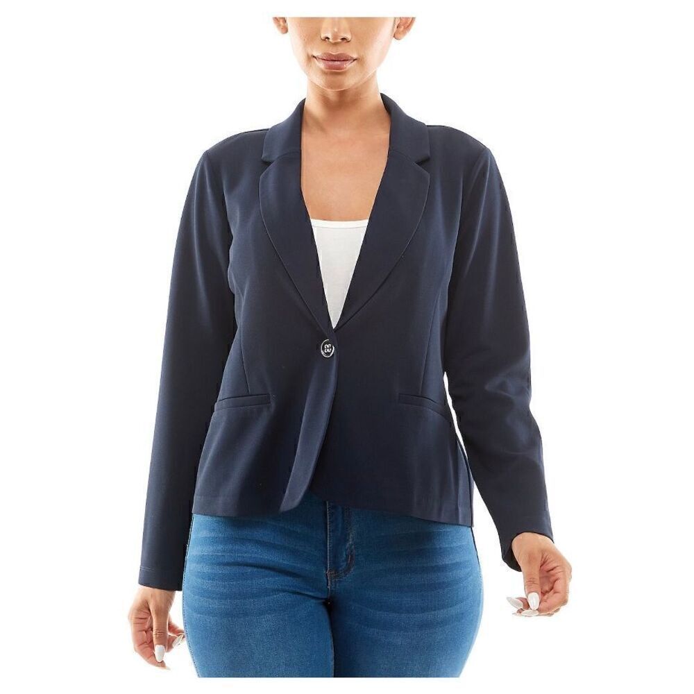 Nina Leonard Single Button Cropped Blazer